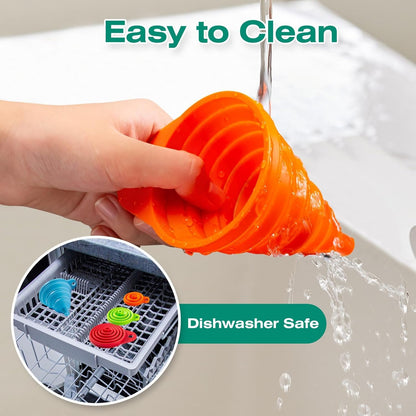 Kitchen Funnel - Food Grade Silicone Collapsible Funnel, Funnels for Kitchen Use Filling Bottles, Daily Cooking, and Water or Powder Transfer. (Multicolor)