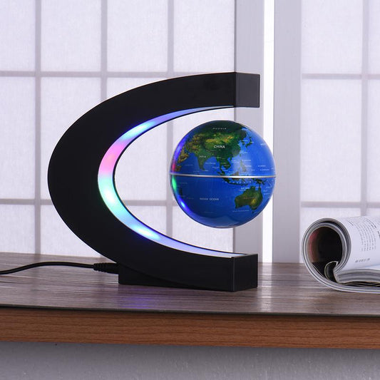 LED Night Light C Shaped Globe Atmosphere Lamp Magnetic Suspension Globe Home Decoration