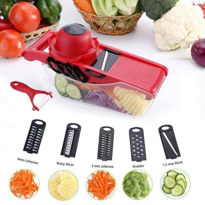 Mandoline Slicer for Kitchen, Fruit Cutter, Cheese Grater, Cucumber Slicer, Veggie Spiralizer, Food Cutter & Kitchen Gadgets with Safety Glove (10 in 1, Stainless Steel)