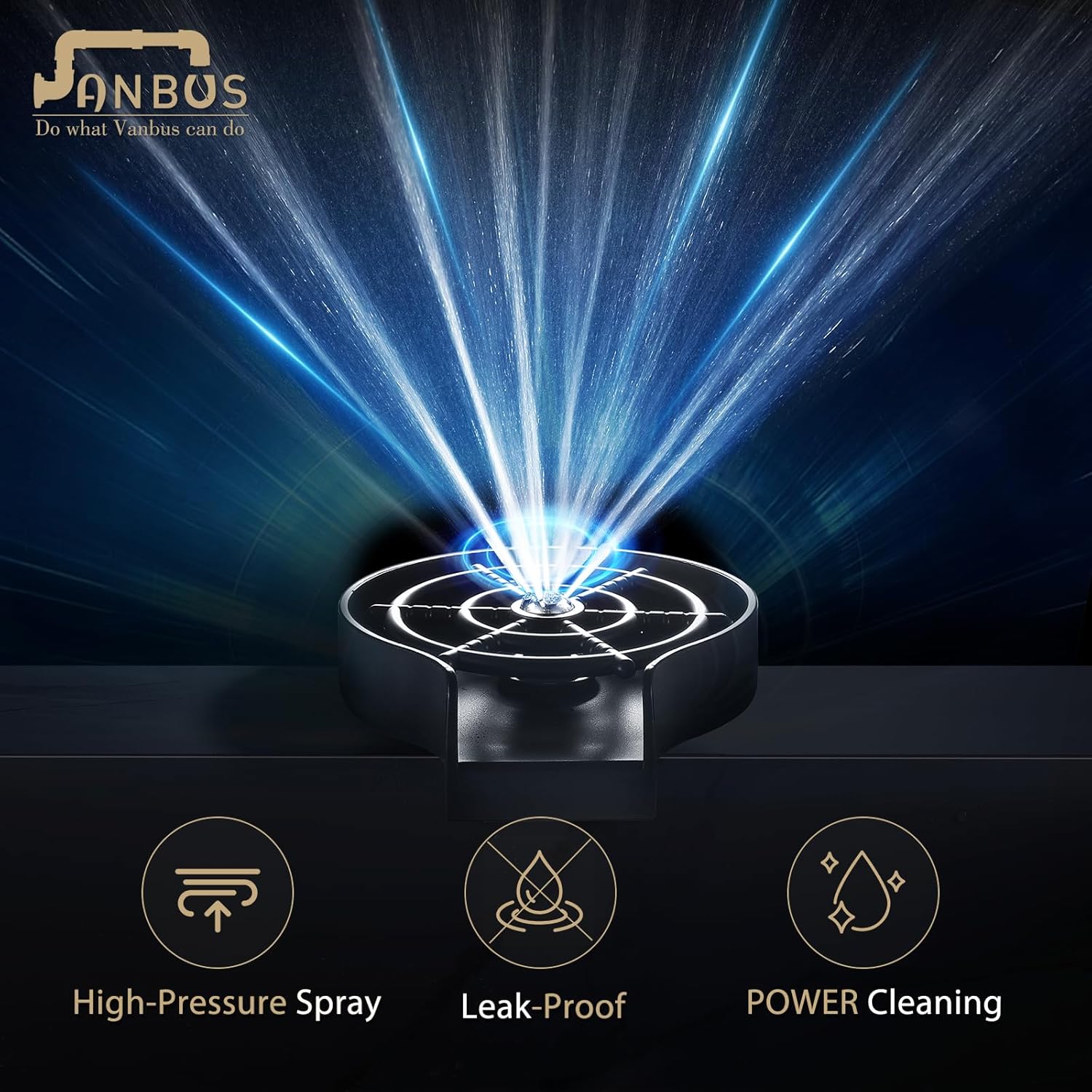Matte Black Glass Rinser for Kitchen Sinks - Cup Rinser Sink - Quick Rinser for Baby Bottle - Kitchen Sink Automatic Flushing Device