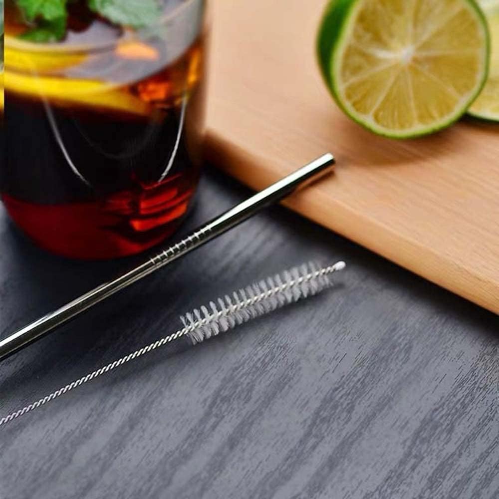 Metal Stainless Steel Straws, 4pcs Ultra Long Reusable Metal Drinking Straws with Cleaning Brush and Silicone Tips for Tall Tumblers