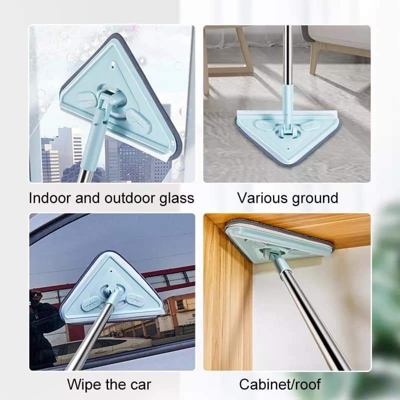 Microfiber Telescopic Triangle Mop, 180 Degree Rotatable Adjustable, Extendable Triangle Cleaning Mop Multifunction Triangular Mop Duster for Home Bathroom Floor Wall