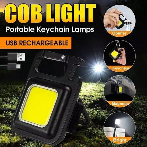 Mini LED Portable Keychain Flashlight - Multifunction COB Work Light - USB Rechargeable Strong Magnet Outdoor Camping Lantern