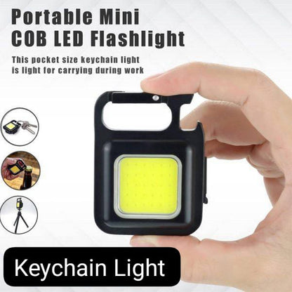 Mini LED Portable Keychain Flashlight - Multifunction COB Work Light - USB Rechargeable Strong Magnet Outdoor Camping Lantern
