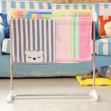 Multifunctional Floor Standing Towel Rack, Stainless Steel Folding Drying Rack & Hanger