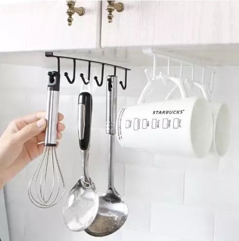 Multipurpose 5 Iron Hook Under Cabinet Holder