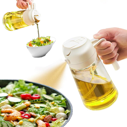 Oil Sprayer for Cooking,2 in 1 Olive Oil Dispenser and Oil Sprayer - Olive Oil Spritzer, Oil Sprayer for Air Fryer, Salad, BBQ, Roasting-White