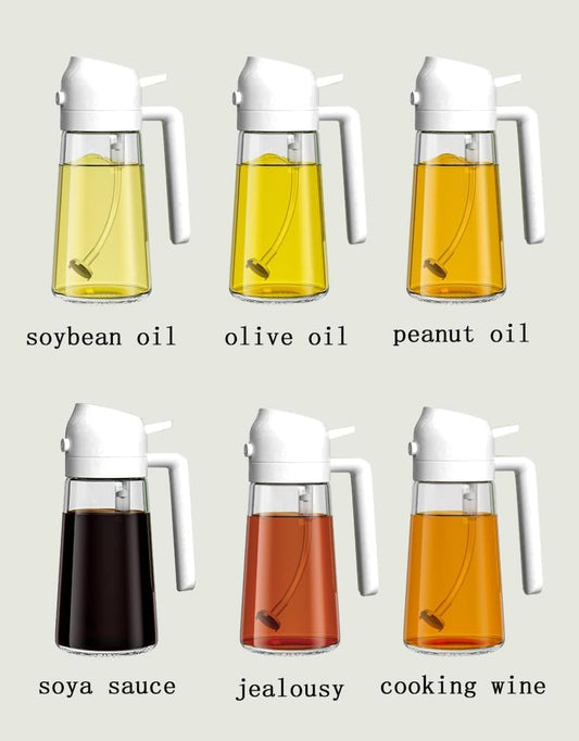 Oil Sprayer for Cooking,2 in 1 Olive Oil Dispenser and Oil Sprayer - Olive Oil Spritzer, Oil Sprayer for Air Fryer, Salad, BBQ, Roasting-White
