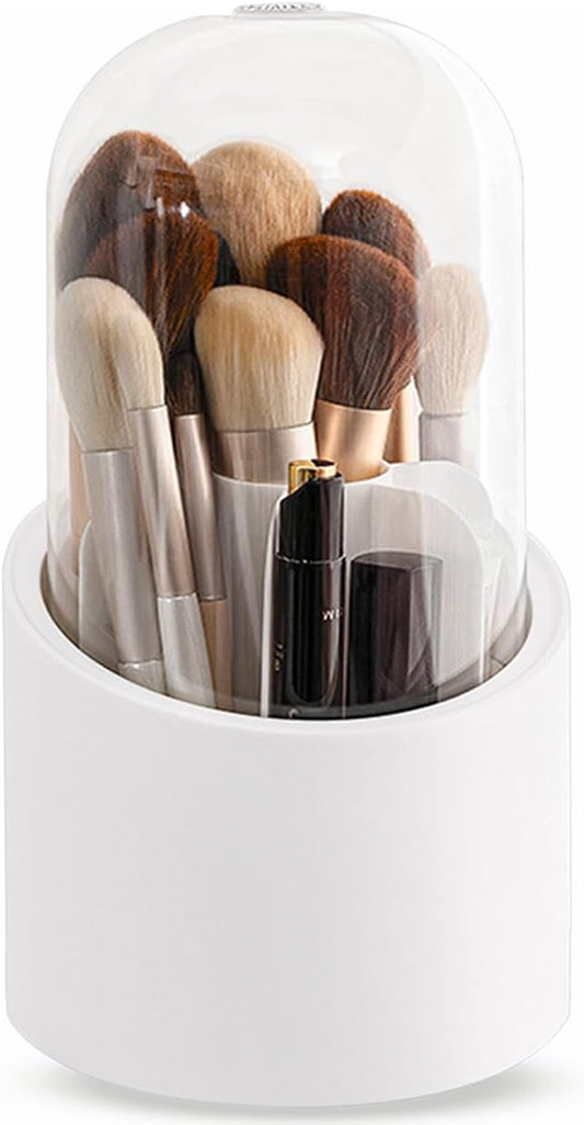 Oval Covered Clear Brush Organizer