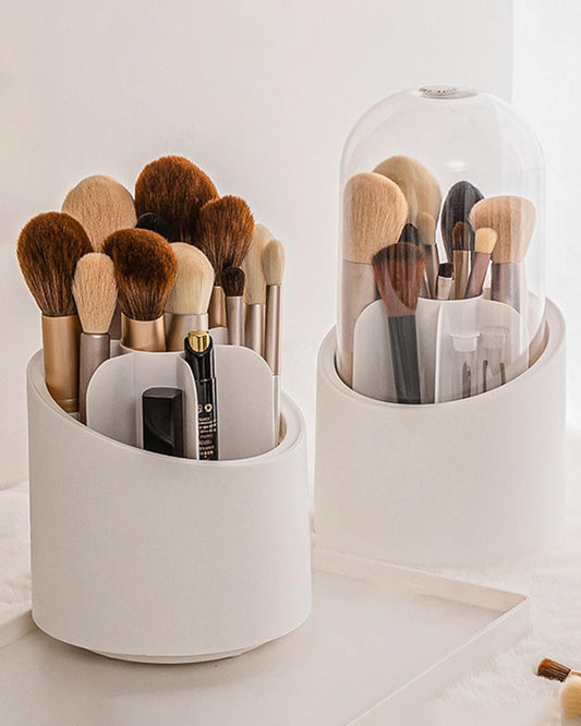 Oval Covered Clear Brush Organizer