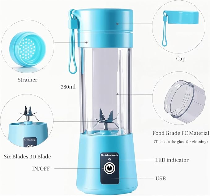 6-blade Portable Blender for Smoothie, Milkshake, Juice