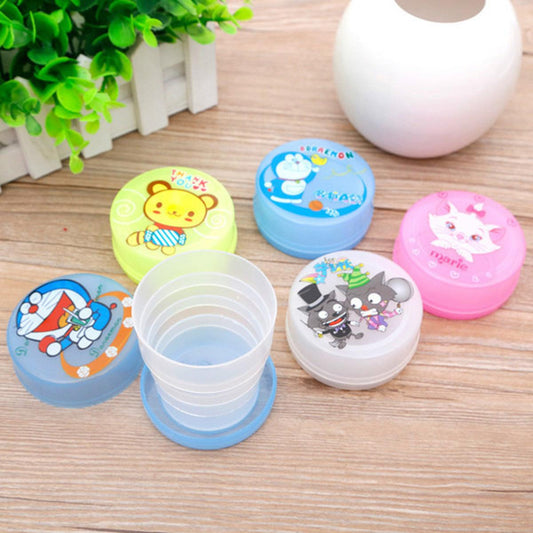 Portable Cartoon Printed Plastic Foldable Magic Cup Glass for Outdoor Activity