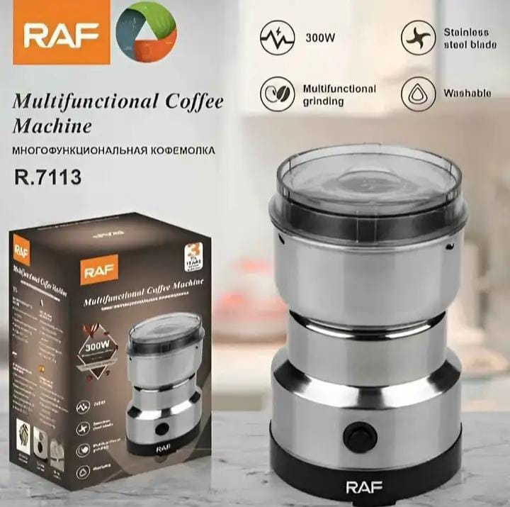 RAF Multifunctional Mini Electric Cofee Maker & Grinder Machine – Automatic 300W Coffee Beater, Mixer & Blender for Coffee Beans, Spices, & Masala 