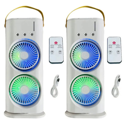 Double-Headed Spray Air Conditioner Fan 3 Speeds Rechargeable
