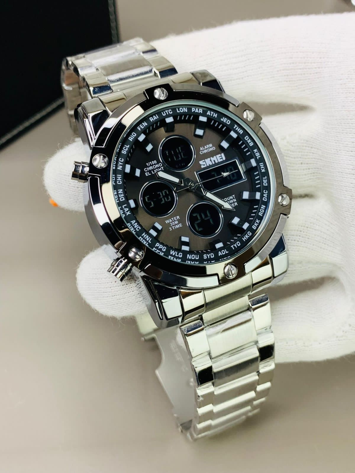 SKMEI Elite Dual-Time Chain Watch – Gents Edition