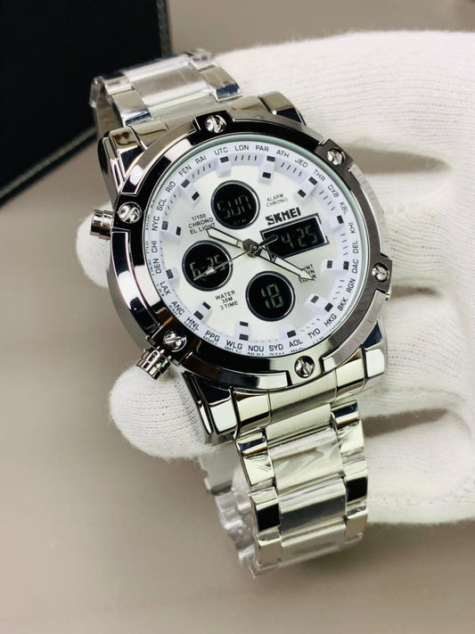 SKMEI Elite Dual-Time Chain Watch – Gents Edition