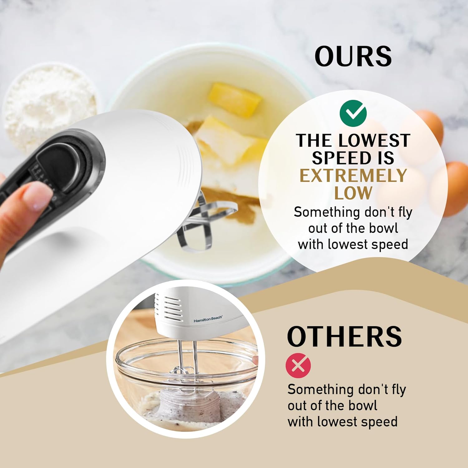 Scarlett Hand Mixer - 7 Speed Egg Beater with Chrome Beater + Dough Hook