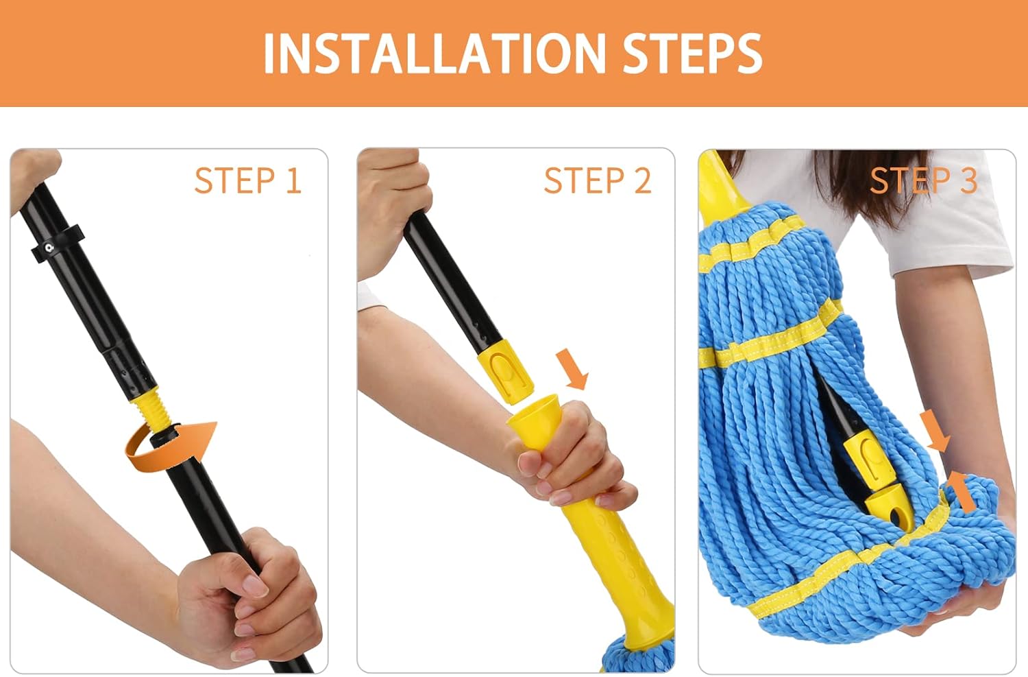 Self-Wringing Twist Mops for Floor Cleaning, Microfiber Floor mop, Easy Wringing Mop for Hardwood Commercial Household Clean