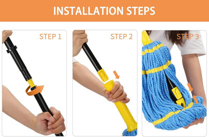 Self-Wringing Twist Mops for Floor Cleaning, Microfiber Floor mop, Easy Wringing Mop for Hardwood Commercial Household Clean