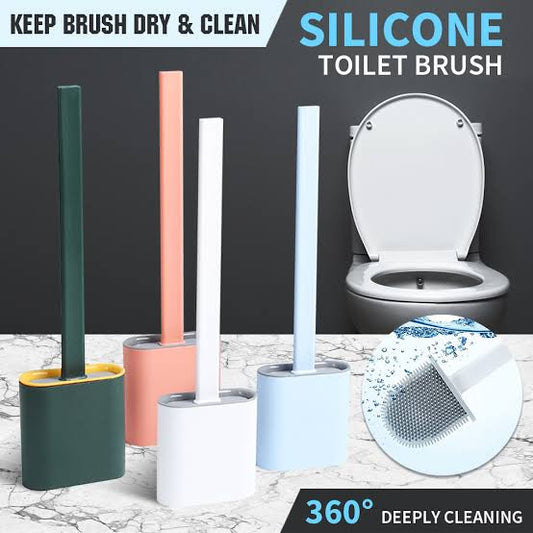 Silicone Toilet Brush with Toilet Brush Holder Creative Cleaning Brush