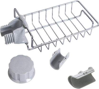 Stainless Steel Faucet Storage Rack Sponge Holder (Silver)