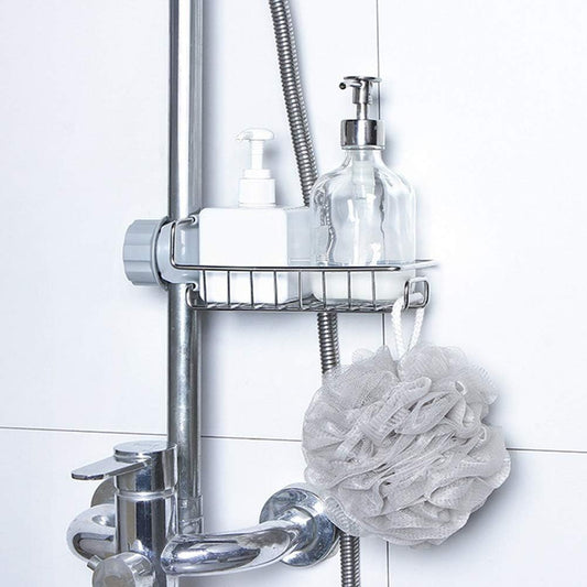 Stainless Steel Faucet Storage Rack Sponge Holder (Silver)