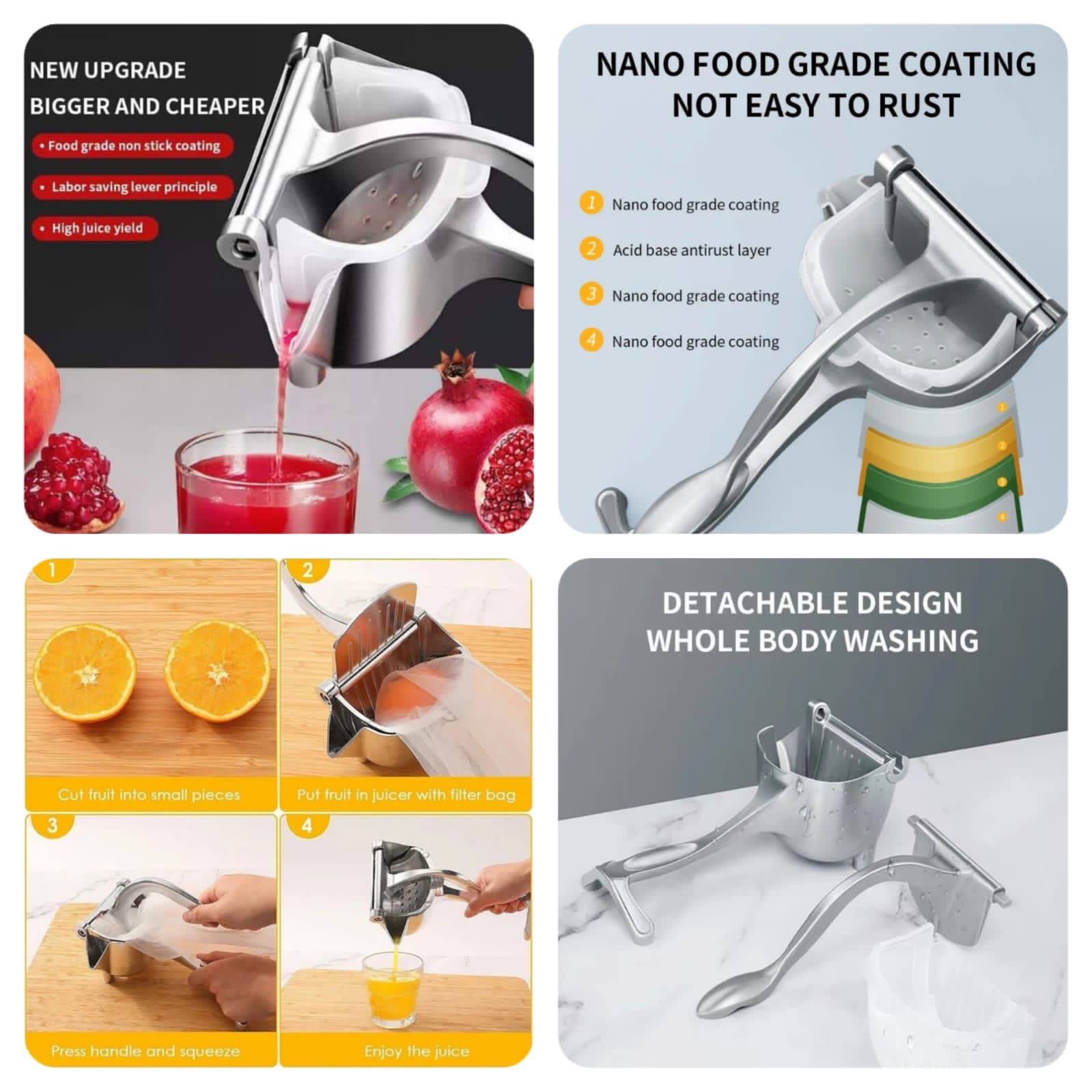 Stainless Steel Manual Juicer machine - Hand Press Juicer - Portable Juicer - Fruit Juicer-fruit presser