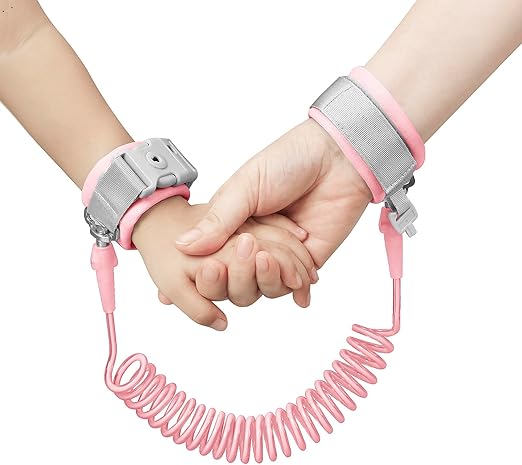Toddler Harness Walking Leash- Child Anti Lost Wrist Link - Child Safety Harness - Upgrade with Reflective(6.5ft) - for Boys and Girls,Not Easy to Open Without Key (Cool Black)