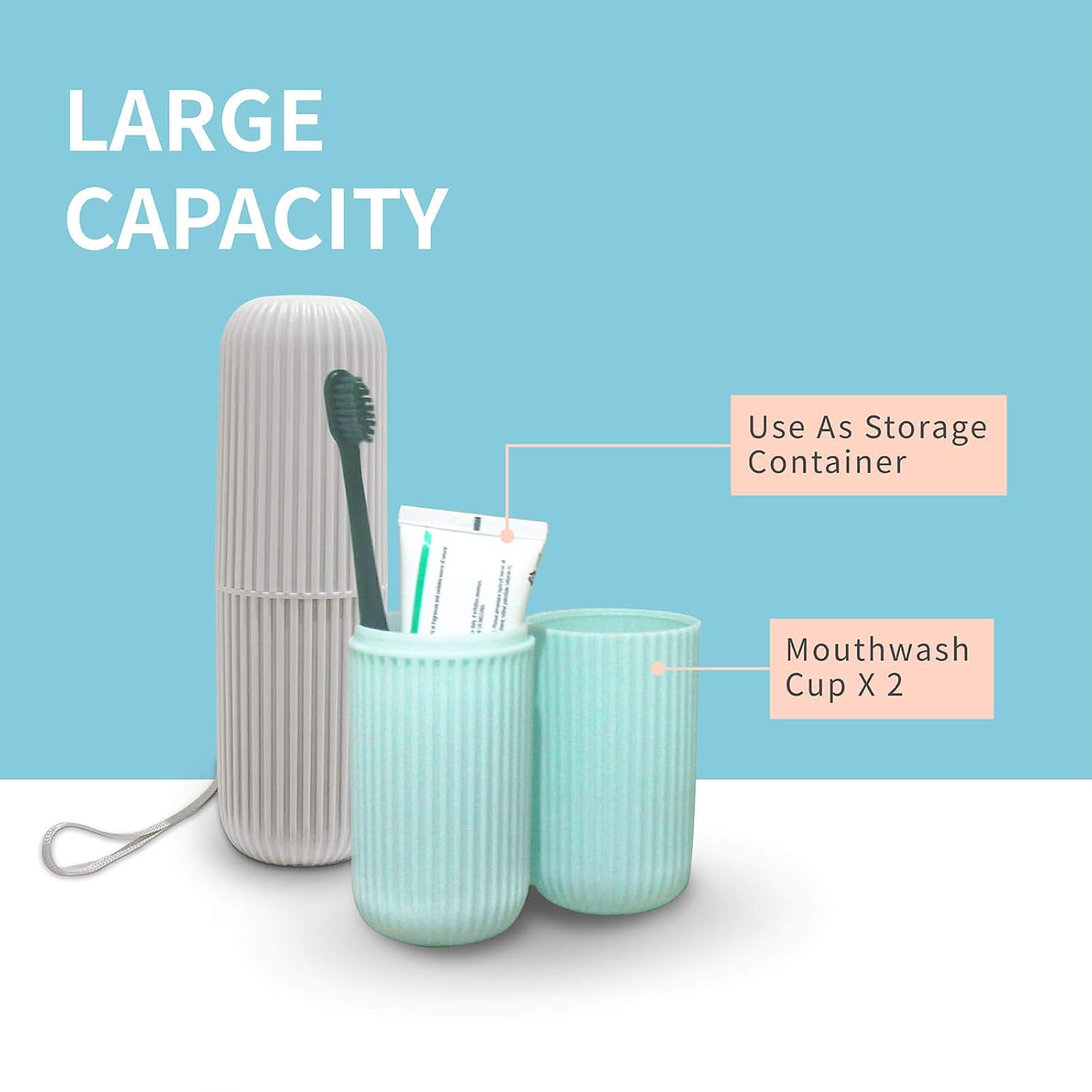 Travel Toothbrush Holder, Portable Toothbrush Cup Case for Traveling, Camping, Business Trip and School, Multifuction Toothbrushes Toothpaste Set