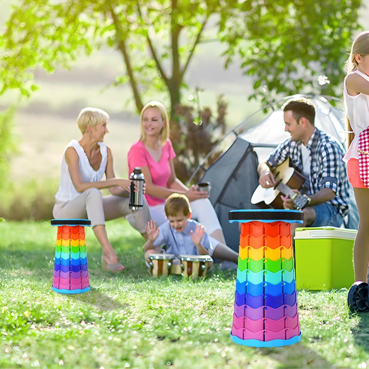 Upgraded Foldable Stool Thickened, Portable Collapsible Stool Retractable Stool for Fishing, Hiking Tours, BBQ, Parties, Outdoor Activities 