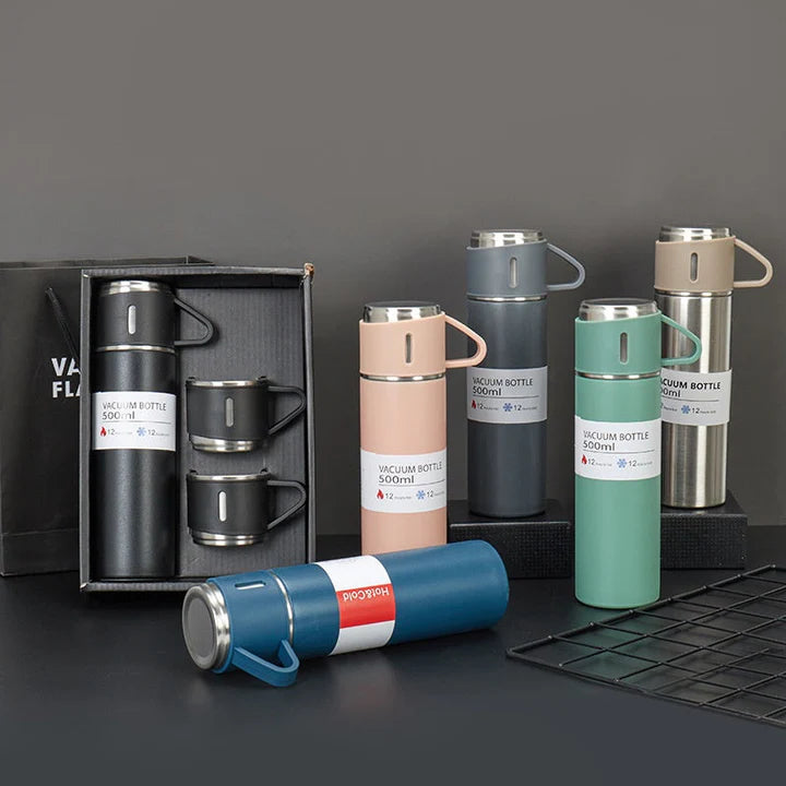 Vacuum Flask Set Stainless Steel Drinking Metal Water Bottle 