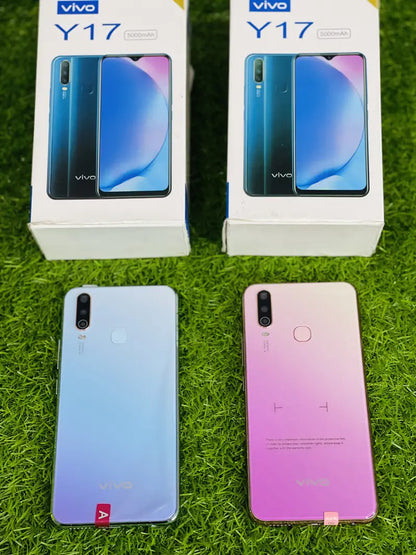 Vivo Y17 with Box Dual Engine Fast Turbo Charger Jelly Cover - 8GB RAM - 256GB Storage - 5000 mah battery - Dual sim Approved - Vivo Mobile - Budget Phone