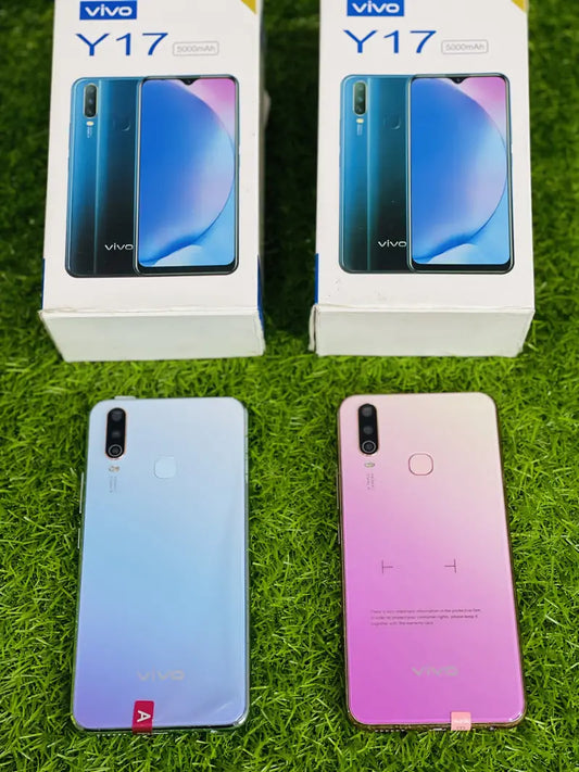 Vivo Y17 with Box Dual Engine Fast Turbo Charger Jelly Cover - 8GB RAM - 256GB Storage - 5000 mah battery - Dual sim Approved - Vivo Mobile - Budget Phone