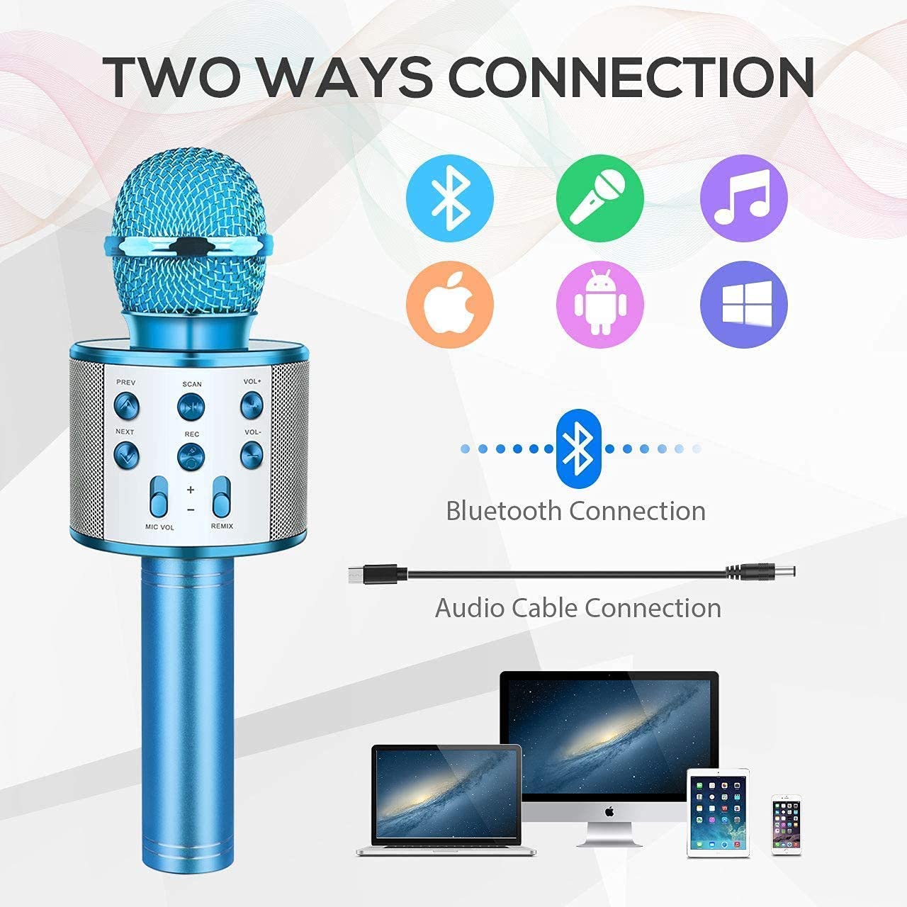 Wireless Handheld Multi-Function Bluetooth Singing Mike 