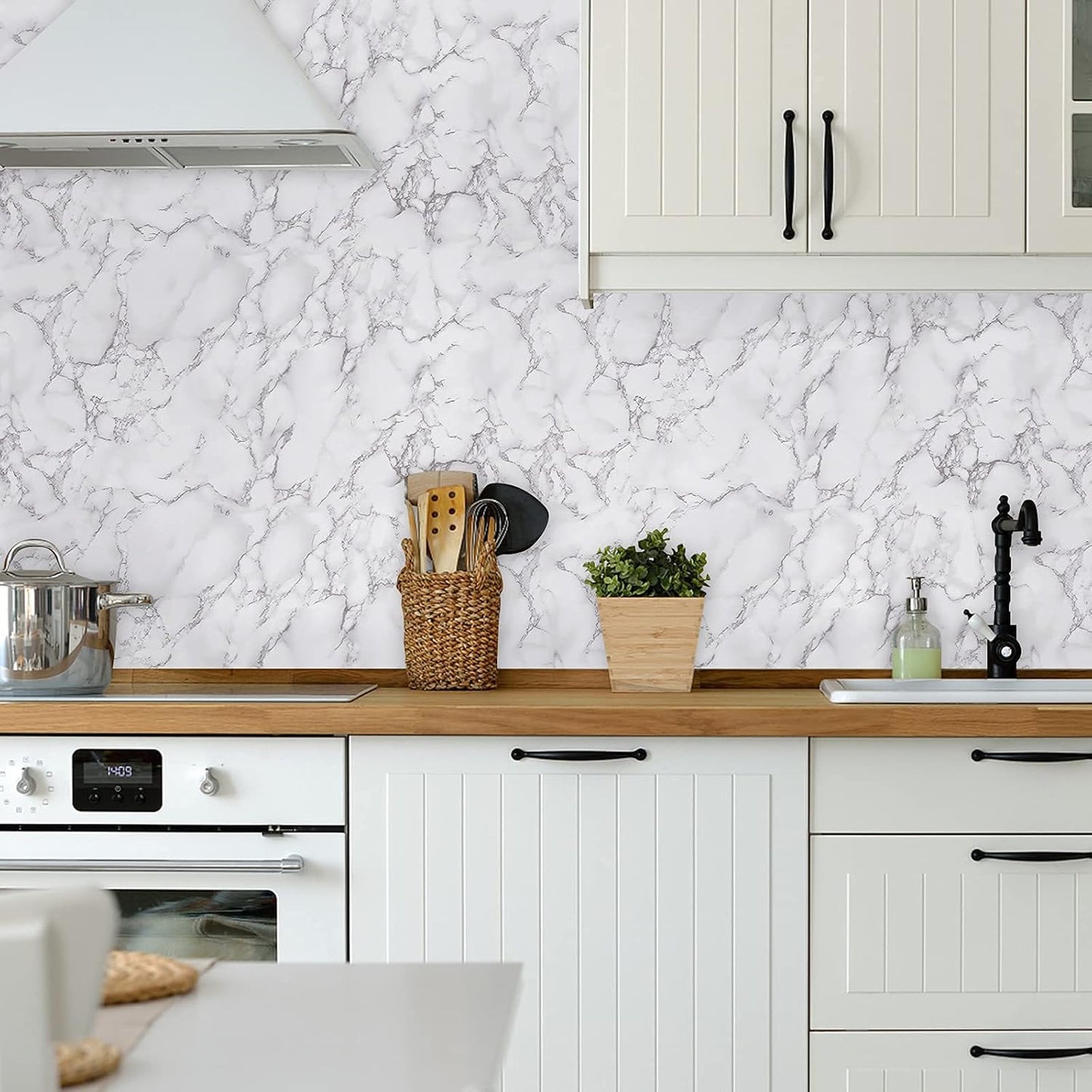 white Peel and Stick Wallpaper - Marble Counter Top Backsplash Self Adhesive