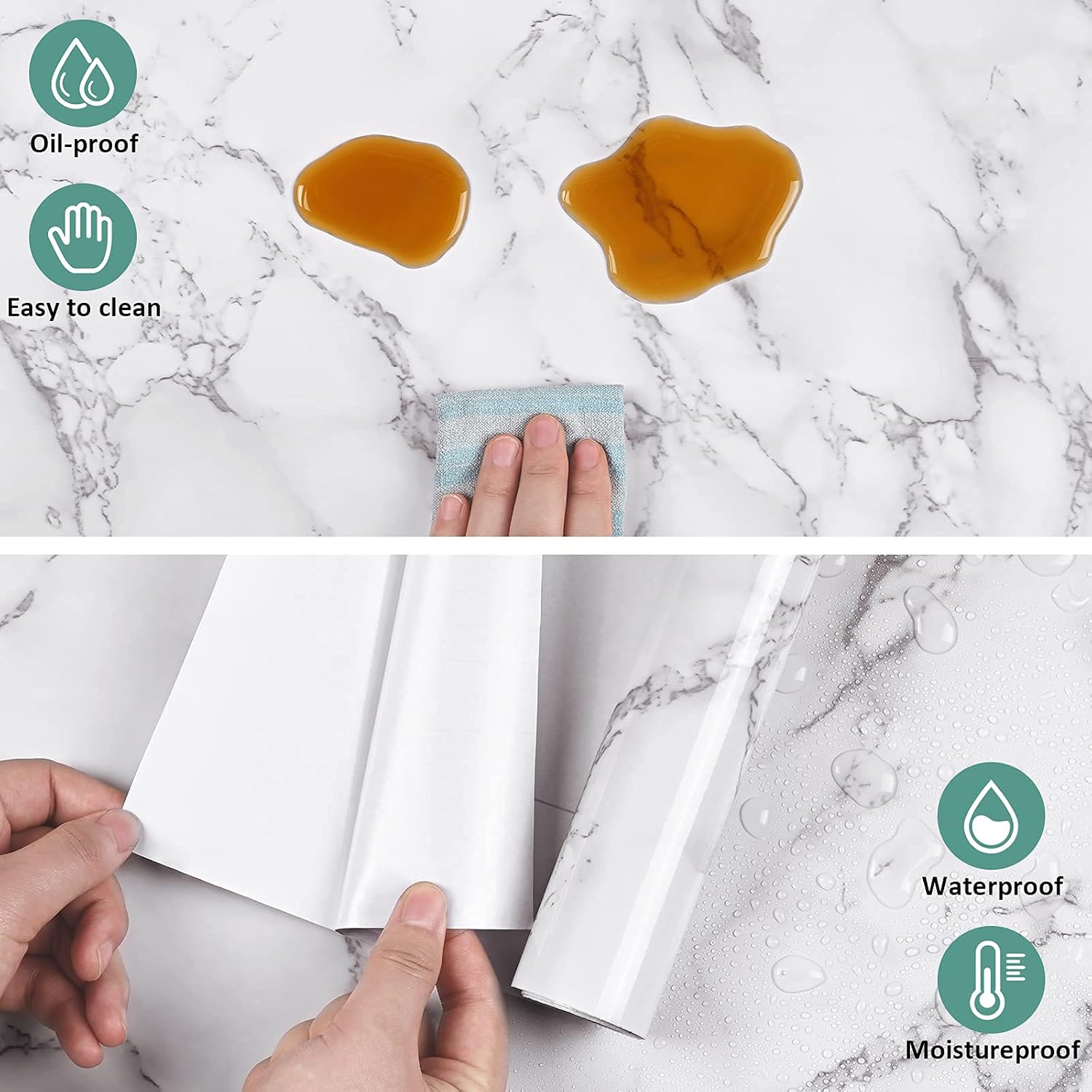 white Peel and Stick Wallpaper - Marble Counter Top Backsplash Self Adhesive
